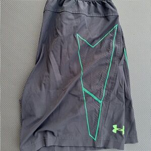 Under Armour Men's Black Shorts with Neon Green Details